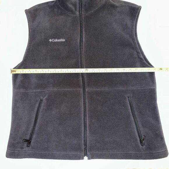 Columbia Men’s Fleece Zipper Vest Solid Black Dark Charcoal Large GUC - Picture 6 of 9